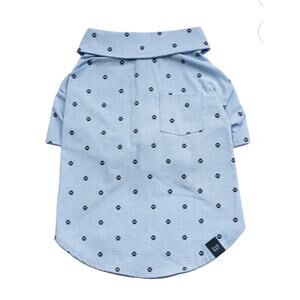 Gap Pet Dog Cat Clothes faux chambray pocket shirt Blue Large paw print iconic